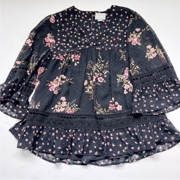 2/25 Anthropologie Maeve Steffy Floral Boho
Blouse Top Shirt Swiss Dot peplum - Picture 2 of 7